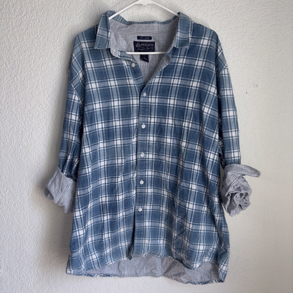 American Rag Stripe Lined Xxl Cozy Soft 100% Cotton Button Down Shirt